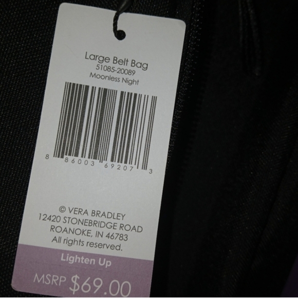 Vera Bradley Large Portnoy Crossbody Belt Bag, Lightweight Nylon, Black - Picture 5 of 10